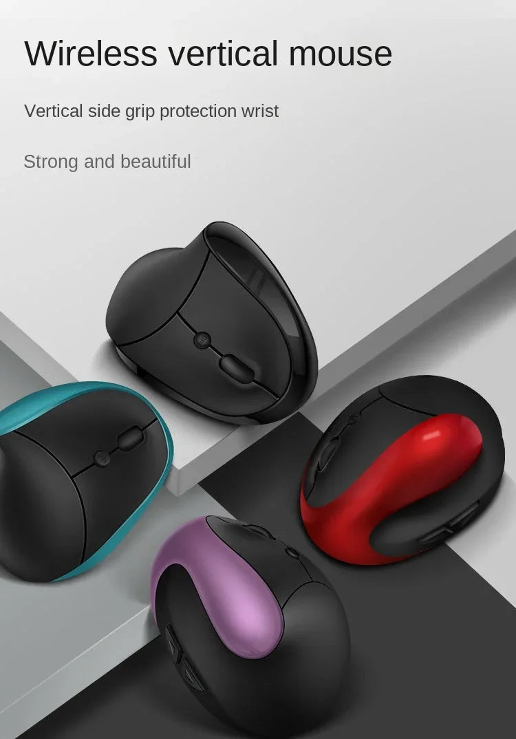 BTS-908 Ergonomic Wireless Vertical Mouse 2.4G USB Rechargeable Mouse with 1600 DPI Adjustable Sensitivity, 6 Buttons Computer Mouse