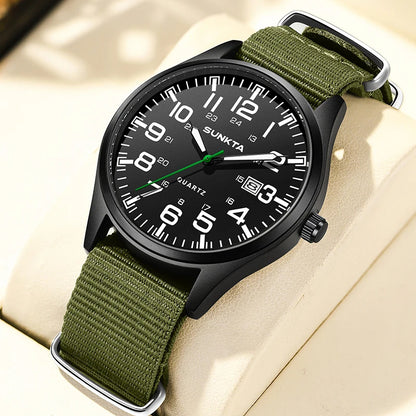 2026 SUNKTA Top Luxury Mens Watch Fashion Casual Quartz Wristwatches Luminous 30M Waterproof Nylon LIGE Watches Men Gifts Reloj