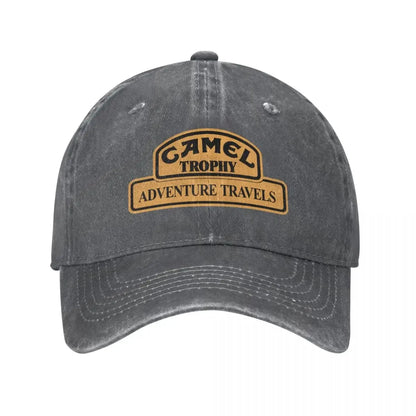 Czapka baseballowa w stylu retro Camel Trophy Racing dla mężczyzn i kobiet, z postarzanego dżinsu, z zatrzaskiem, na lato, do aktywności na świeżym powietrzu, miękka czapka bez usztywnienia