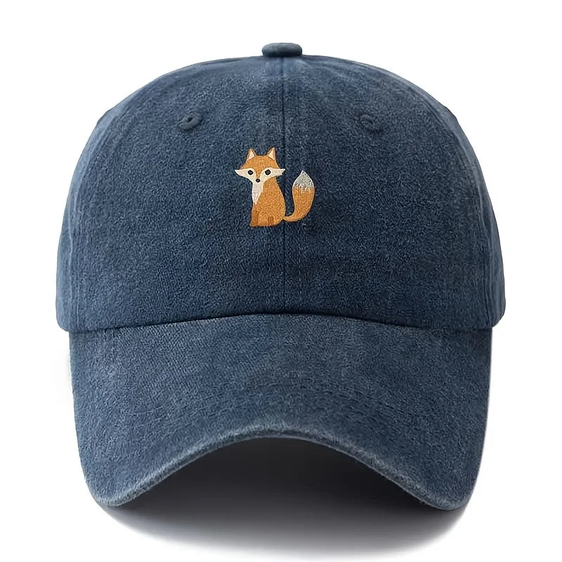 Cute fox pattern printed baseball cap for daily casual fashion, versatile city commuting hat, suitable for men and women