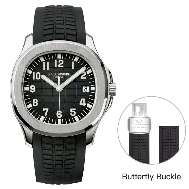Specht&Sohne 2025 New Luxury Men Mechanical Wristwatch Miyota 8215 Stainless Steel Watch Green Rubber Sapphire Reloj Hombre