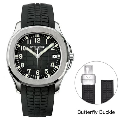 Specht&Sohne 2025 New Luxury Men Mechanical Wristwatch Miyota 8215 Stainless Steel Watch Green Rubber Sapphire Reloj Hombre