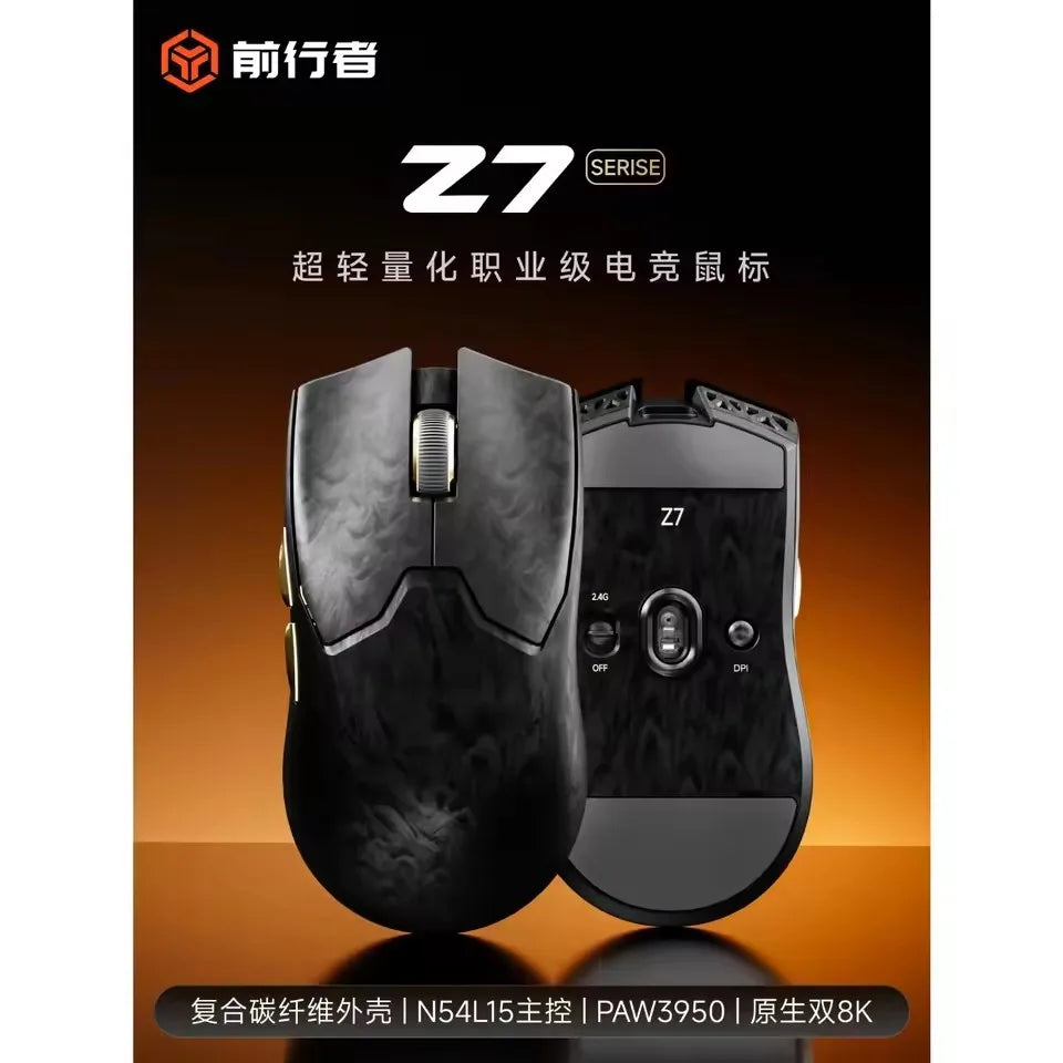 Bezdrôtová myš EWEADN Z7 z uhlíkových vlákien Paw3950 Dual 8k, ľahká ergonomická e-športová herná myš strednej veľkosti pre FPS PC príslušenstvo