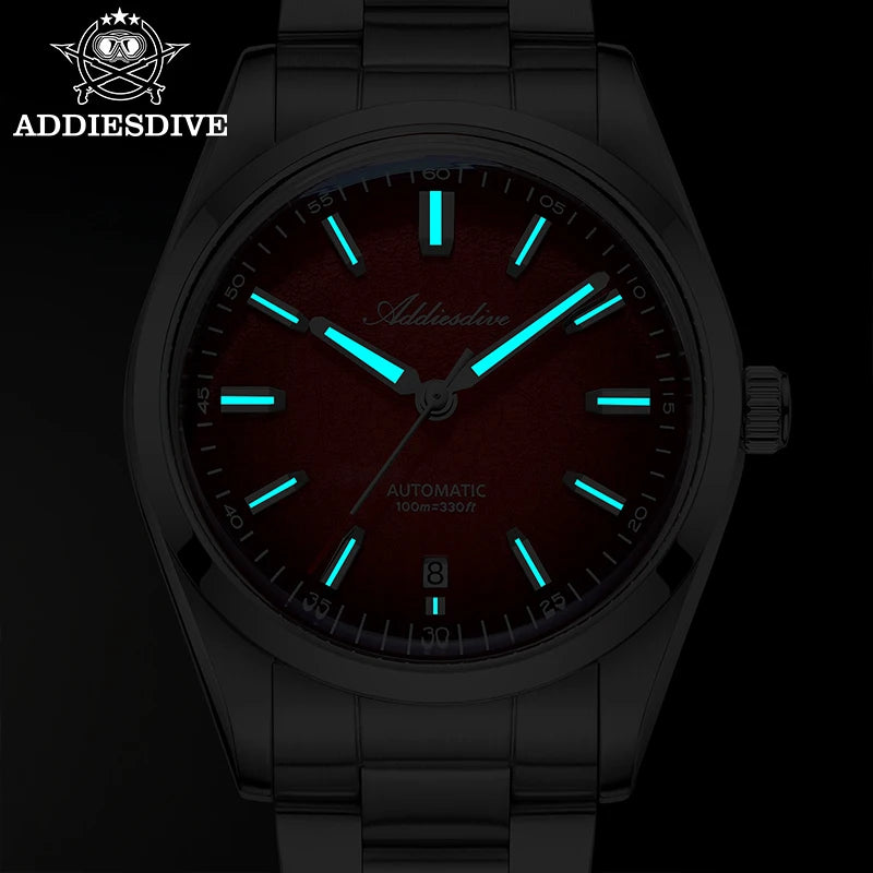 ADDIESDIVE Luxury Men's Automatic Watch BGW9 Super Luminous Bubble Mirror Glass 100m Waterproof Analog Men Steel Watches AD2531