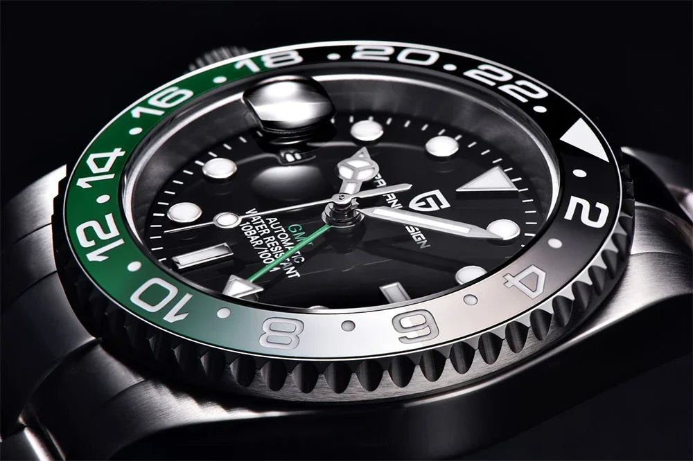 Orologio PAGANI DESIGN GMT 40MM da uomo, di lusso, con vetro zaffiro AR, movimento meccanico automatico, lunetta in ceramica, impermeabile 100M, idea regalo