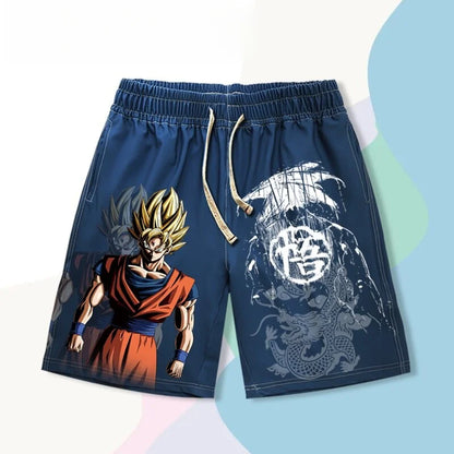 2026 Summer Dragon Ball Super Saiyan Goku 3D Print Men's Shorts, Retro Street Quick Dry Oversized Casual Shorts, Unisex