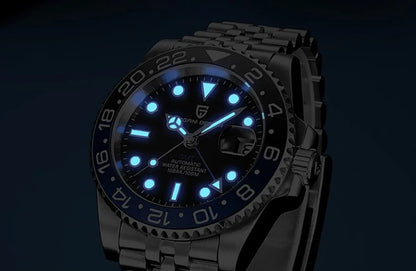 Orologio PAGANI DESIGN GMT 40MM da uomo, di lusso, con vetro zaffiro AR, movimento meccanico automatico, lunetta in ceramica, impermeabile 100M, idea regalo