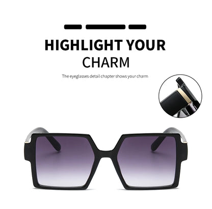 Cycling 1/2pcs Female Square Large Frame Sunglasses Women Retro Brand Big Frame Sun Glasses Black Fashion Gradient Eyeglasses