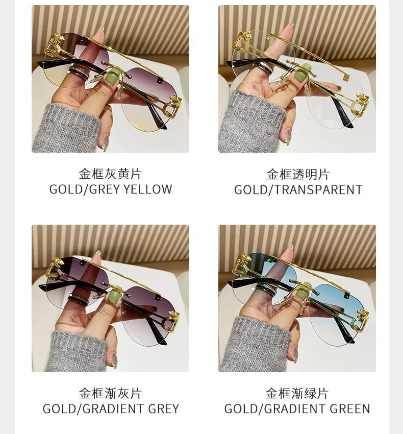 Rimless Women Sunglasses Luxury Designer Vintage Uv400 Men Sun Glasses Lunette Shades De Soleil Femme Gafas De Sol Mujer Lentes