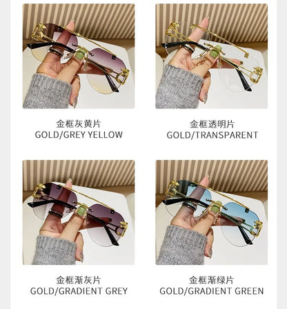 Rimless Women Sunglasses Luxury Designer Vintage Uv400 Men Sun Glasses Lunette Shades De Soleil Femme Gafas De Sol Mujer Lentes