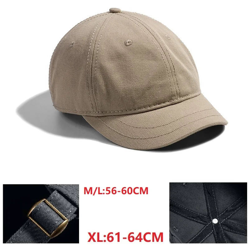 Nagy fejméretű, hátul zárt, 5 cm-es rövid karimájú baseball sapka férfiaknak, hálós, testre szabott sapkák, rugalmas, teljesen zárt sapkák, 56–60 cm, 61–65 cm