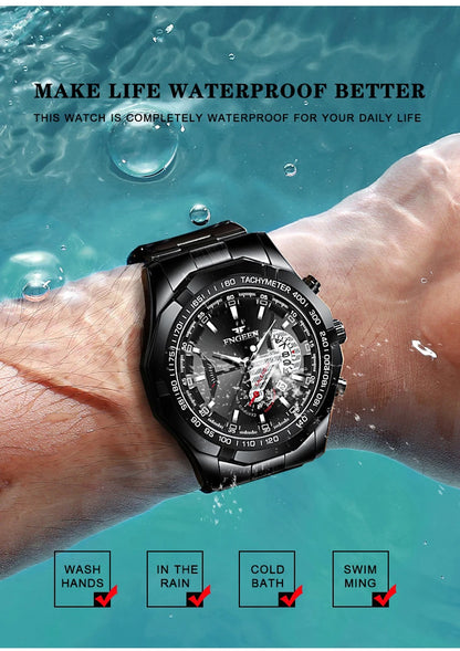 BINBOND Orginal Quartz Wristwatches For Men Luxury Luminous Waterproof Auto Date Men's Watch Stainless Steel Reloj Free Ship