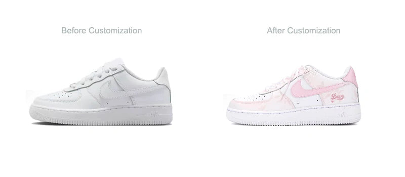 Custom Sneakers Nike Air Force 1 Low Heartbeat Reflection Deconstructed Gradient Sneakers with Ribbon Embossed Details for Women