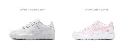 Custom Sneakers Nike Air Force 1 Low Heartbeat Reflection Deconstructed Gradient Sneakers with Ribbon Embossed Details for Women