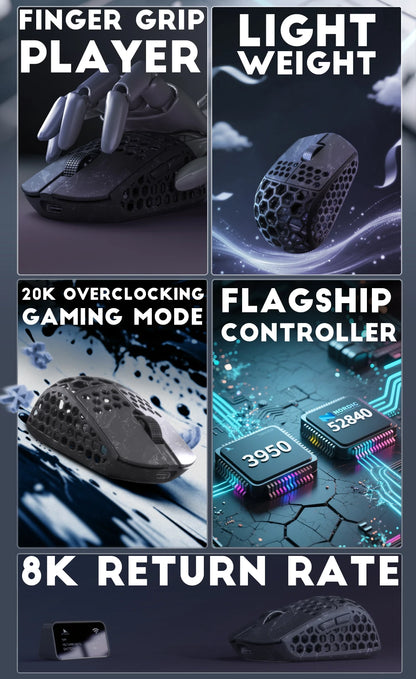 Darmoshark M5Air trådlös gamingmus i smidd kolfiber 8K PAW3950 30K DPI för små händer, fingertoppsgrepp, spelmakron, lättviktig