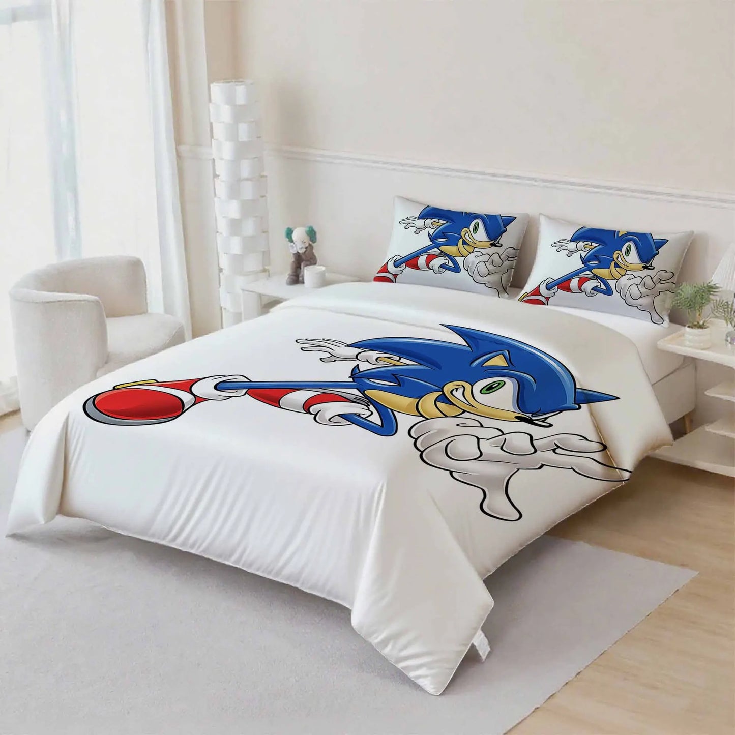 Cute Sonics Boy Bedding Set Digital Cartoon Sonics Duvet Cover Comforter Bed Youth Kids Girl Boys Gift