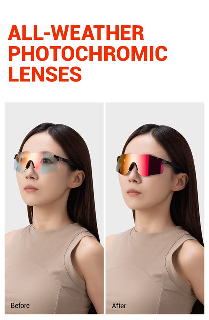 Kapvoe New Outdoor Running Cycling Glasses Bike Photochromic Sunglasses Women Eyewear Men Sports Marathon Bicycle UV400 Goggles