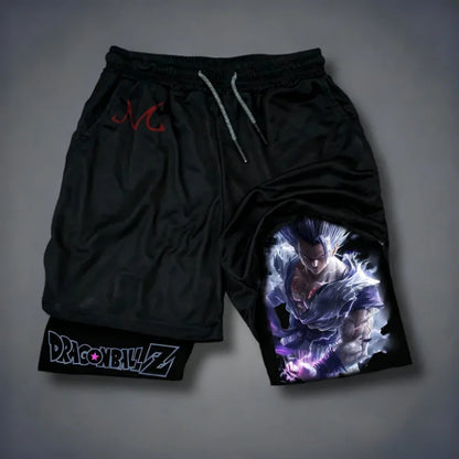 Dragon Ball Son Goku 2026 Men's Quick-Drying Double-Layer Gym Shorts Summer Fitness Sports Y2K Style Fake Two-Piece Pants