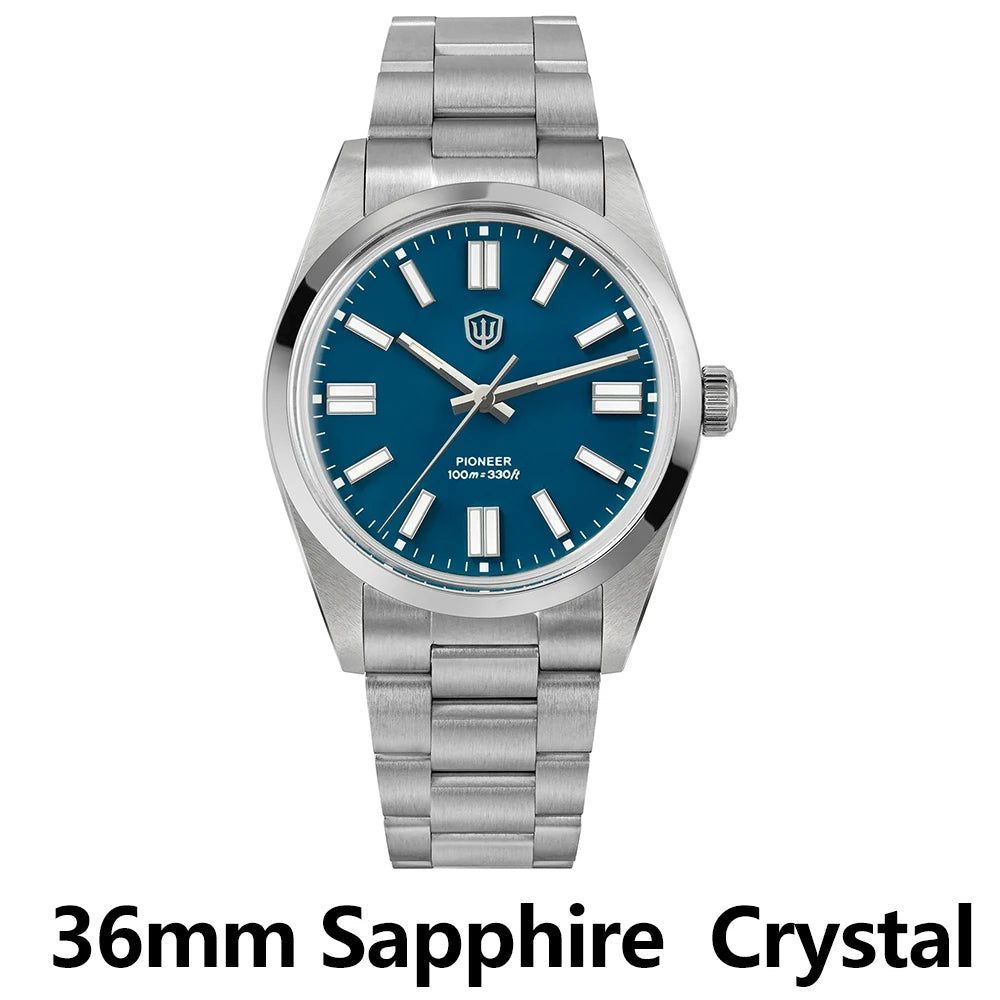 Watchdives WD1016 V3 Quartz Watch 37mm Stainless Steel Case Sapphire Vintage Watch  VH31 Sweep Movemet 100m Waterproof Men Watch
