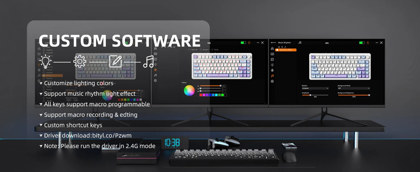 Teclado mecânico ATTACK SHARK X85 Tri-mode Gasket 75% com botão CNC, acolchoamento de 5 camadas, hot-swappable, retroiluminação RGB, NKRO