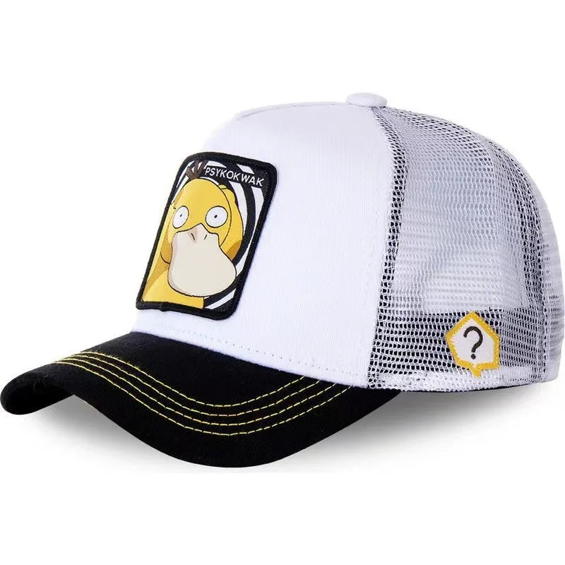 Czapka baseballowa z haftem Pokemon: Pikachu, Gengar, Snorlax, Psyduck – anime, regulowana, z oddychającej siateczki, prezent na cosplay
