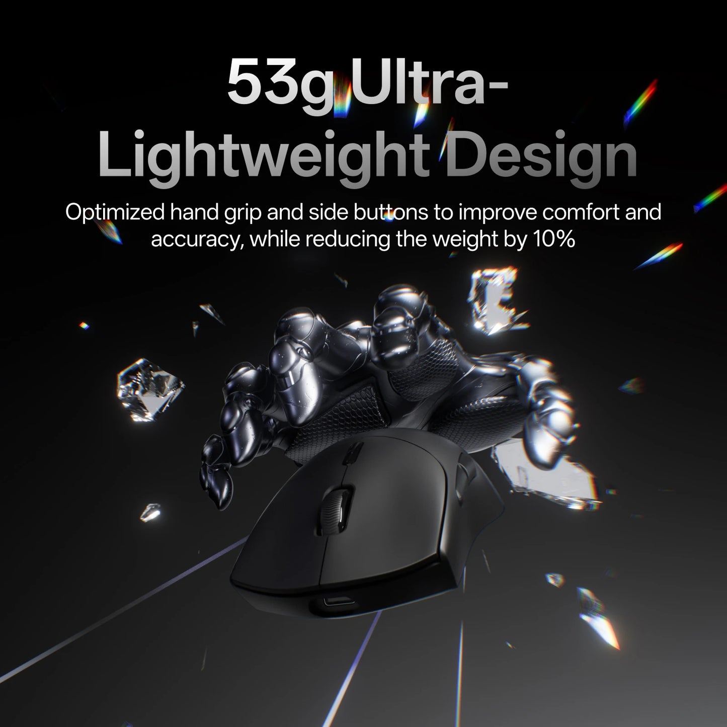 Rapoo VT7 MAX Wireless Gaming Mouse, True 8K Wireless Gaming Mouse, 53g Ultra-Lightweight, 30K DPI, 750-Hour Battery, Programmable Gaming Mouse
