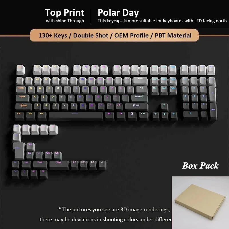 Conjunto de 133+ teclas OEM em gradiente para teclado mecânico gaming com switches Cherry MX, PBT retroiluminado RGB, layout ISO