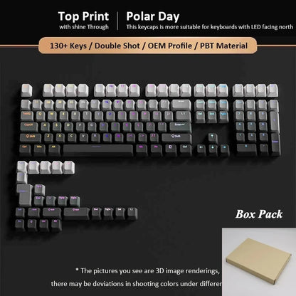 Conjunto de 133+ teclas OEM em gradiente para teclado mecânico gaming com switches Cherry MX, PBT retroiluminado RGB, layout ISO