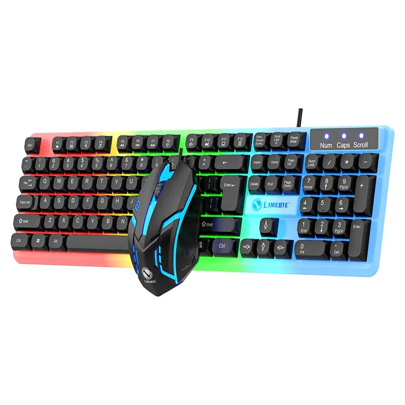 Conjunto gaming NG GTX350 com teclado e rato para computador portátil, retroiluminação LED, teclado USB com fio GTX350, preto