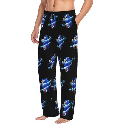 Custom Print Men's Soniced Pajama Pants Hedgehog Game Sleepwear Sleep Lounge Bottoms with Pockets