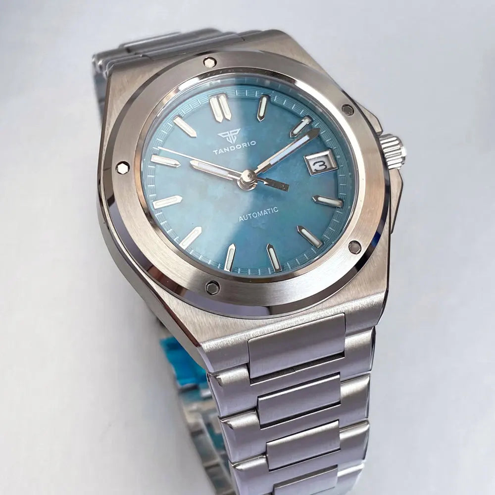 Tandorio 200M Diving 40mm Black White Shell Dial Lume NH35Automatic Men Watch Sapphire Glass Stainless Steel Bracelet 2025
