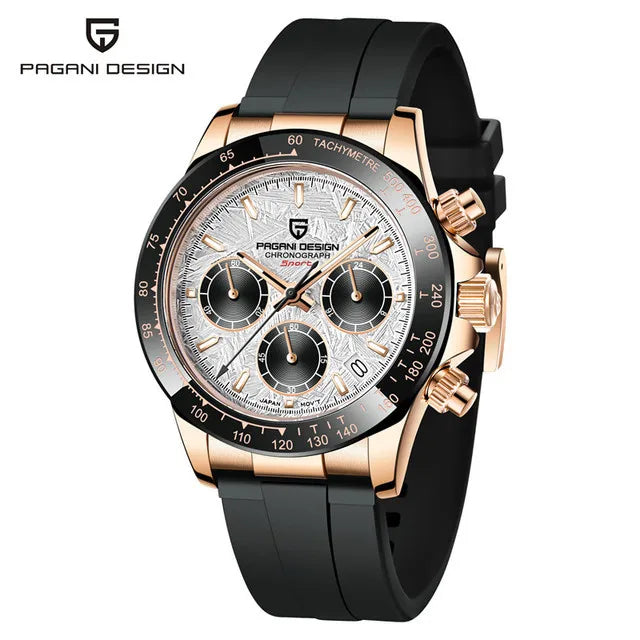 PAGANI DESIGN V2 40MM Quadrante meteorite Orologio da uomo al quarzo Cronografo retro in zaffiro Orologio impermeabile da uomo Reloj0 hombr