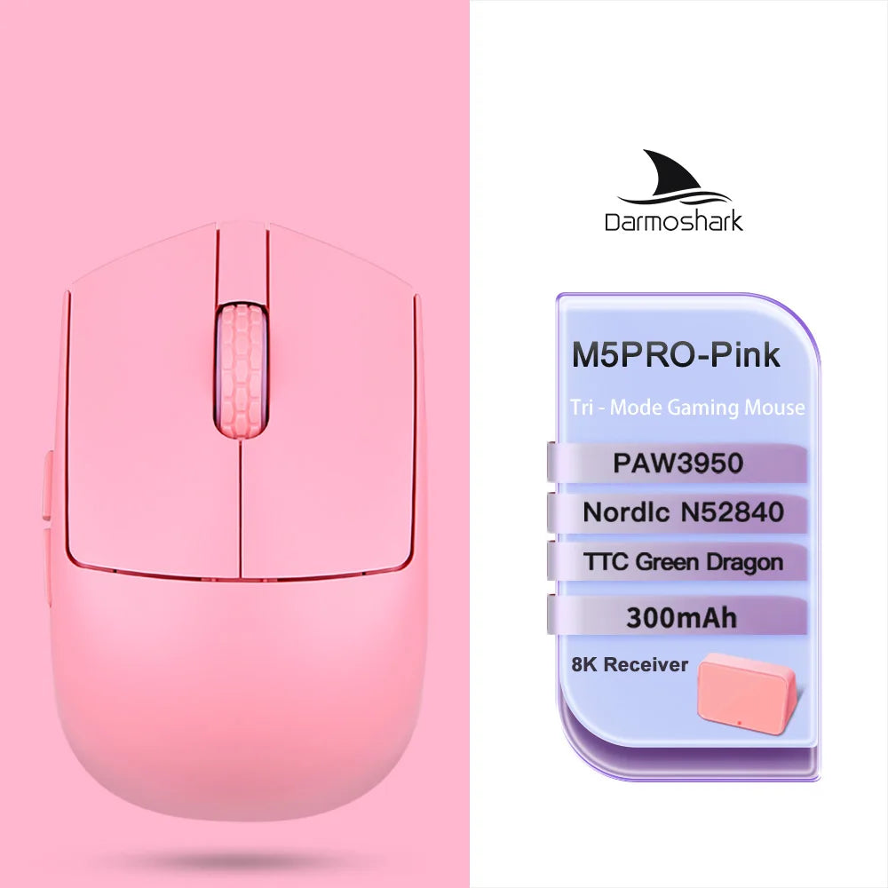 Darmoshark M5Air trådlös gamingmus i smidd kolfiber 8K PAW3950 30K DPI för små händer, fingertoppsgrepp, spelmakron, lättviktig