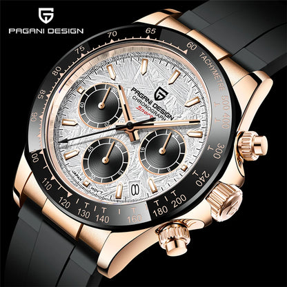 PAGANI DESIGN V2 40MM Quadrante meteorite Orologio da uomo al quarzo Cronografo retro in zaffiro Orologio impermeabile da uomo Reloj0 hombr