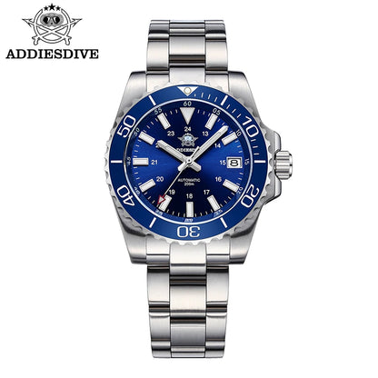 ADDIESDIVE Men's Diver's Watch 200m Sapphire Luminous Ceramic Bezel Men's Analog Mechanical Watch Stainless Steel Diving Watches