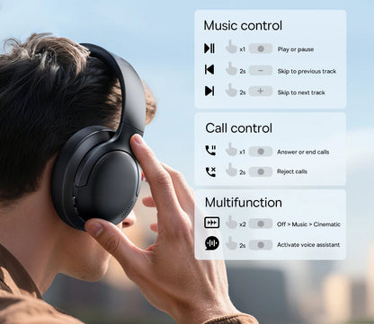 Auscultadores Over-Ear Sem Fios Bluetooth 5.3 Baseus – Driver HiFi de 40mm, Headset Dobrável com 70H de Autonomia e Áudio Espacial