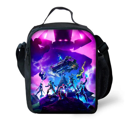 Bolsa térmica infantil grande Hot Game F-FortniteS con aislamiento, de gran capacidad, para niño, niña y estudiante, pícnic al aire libre, reutilizable, tipo nevera para almuerzo