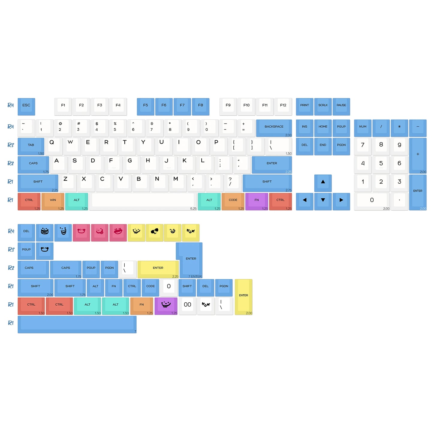 KBDiy Retro GMK Redacted Keycaps White ISO Cherry Profile PBT Keycap Alice Spacer Bar 7u For 60 Mechanical Keyboard MX Switch