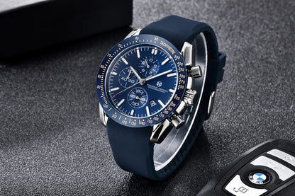PAGANI DESIGN New 45mm Men Quartz Watch Rubber Belt Men's Luxury Watch Fashion Casual Sports Male Clock Relogio Maasculino
