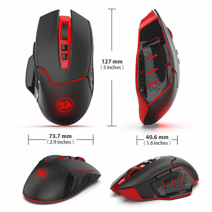 Redragon M690-1 Wireless Gaming Mouse 2.4GHz, 2400 DPI Ergonomic Gaming Mouse with 8 Programmable Buttons, 5 Adjustable DPI & 2 Side Buttons