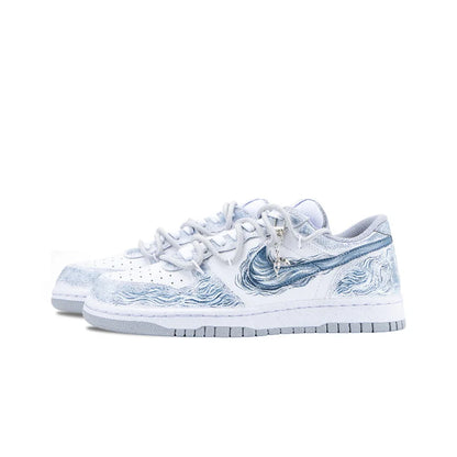 Custom Sneakers Nike Big "Tide Wave & Cloud" Chinese Ink Graffiti Retro Low-Top Men's Skate Shoes