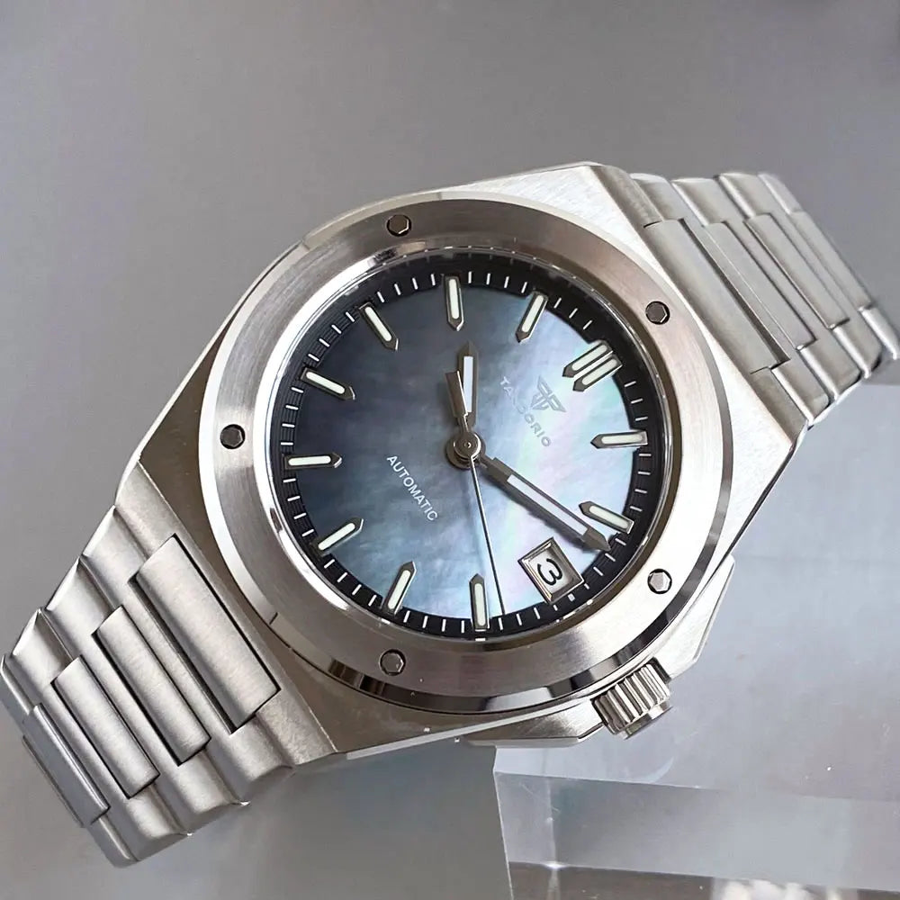 Tandorio 200M Diving 40mm Black White Shell Dial Lume NH35Automatic Men Watch Sapphire Glass Stainless Steel Bracelet 2025