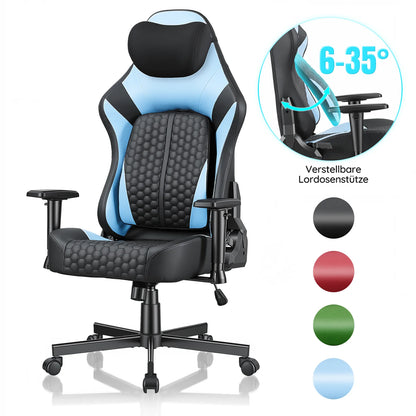 Devoko Gaming Chair Ergonomic Office Chair with Adjustable Lumbar Support, Thick Cushion, Wide Seat, Reclining Swivel Desk Chair for Gaming & Work
