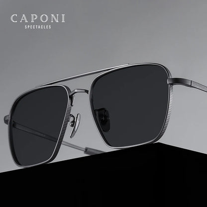 CAPONI Polarized Men Sunglasses Seiko Pure Titanium Photochromic Outdoor Driving Shades UV400 Original Brand Sun Glasses BS50004