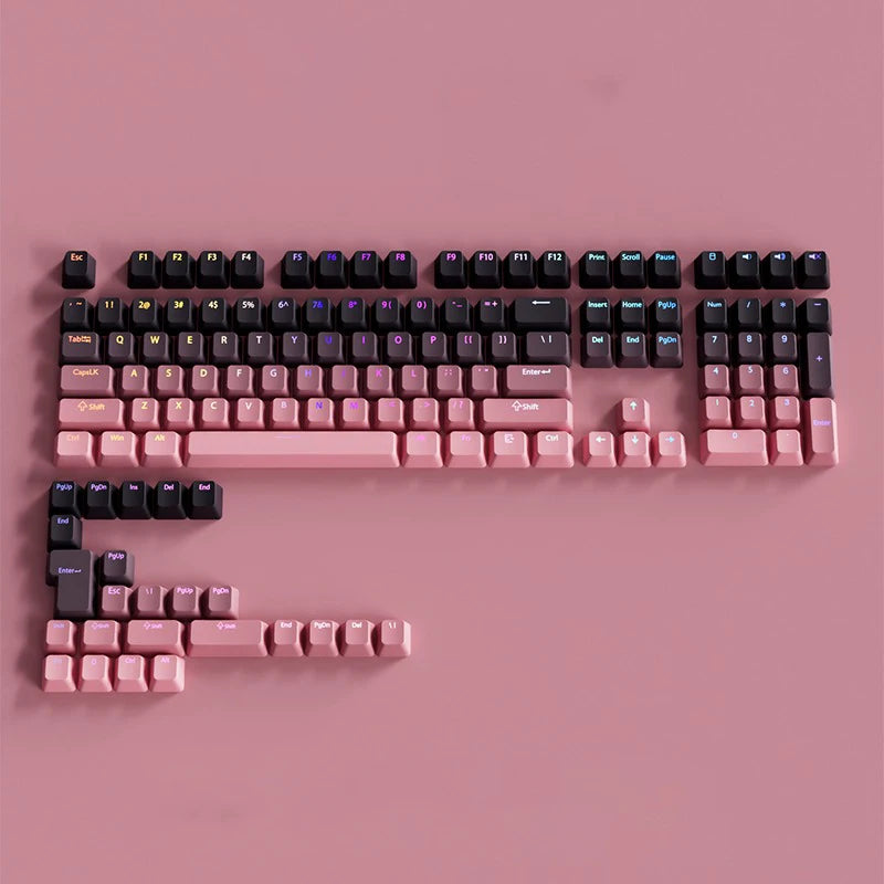 Teclas Gamer RGB retroiluminadas em degradé para teclado mecânico com switch MX, perfil OEM, PBT, branco e azul, layout ISO, teclas DIY