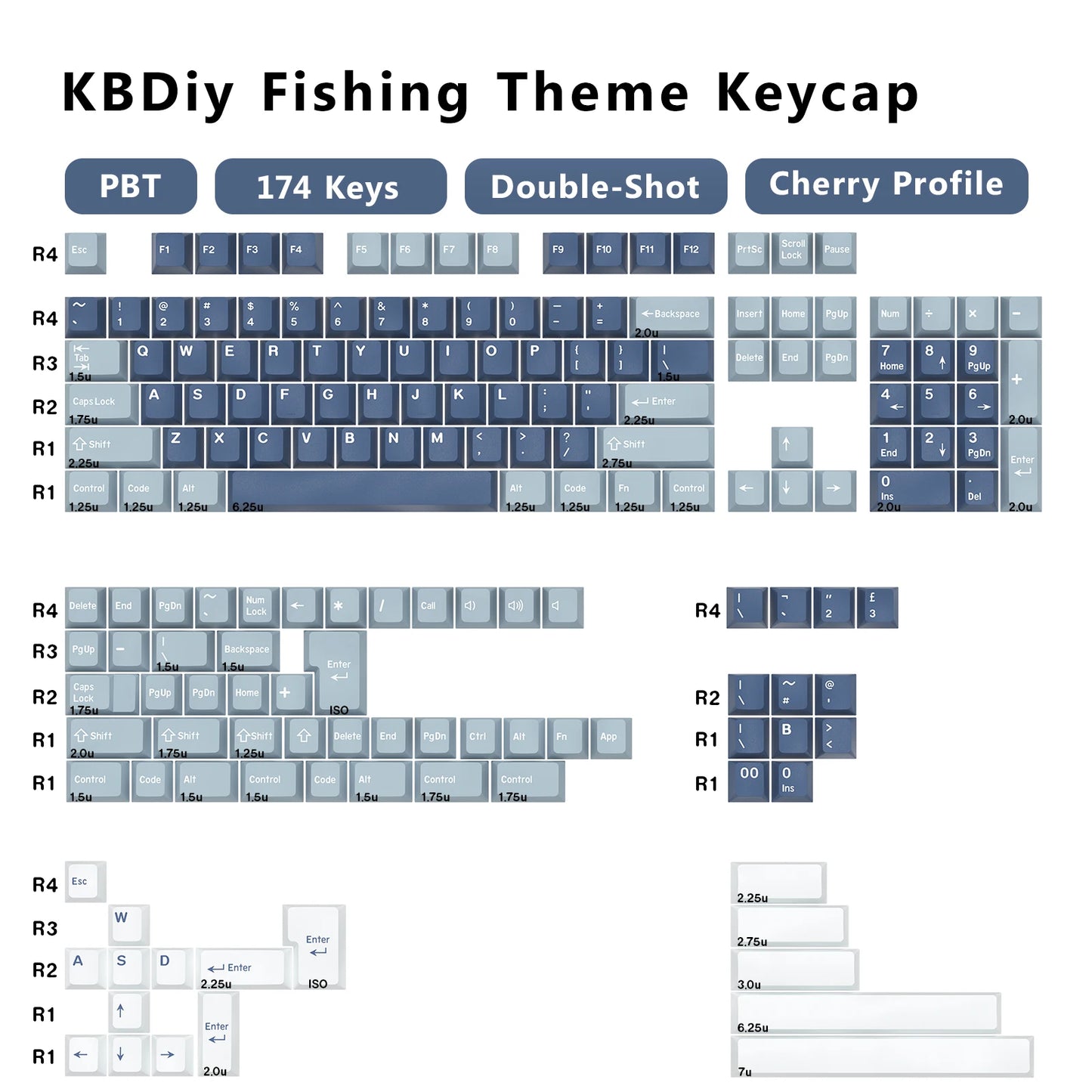 KBDiy 174 Teclas/Conjunto PBT GMK Apollo Keycap Double Shot Minimalista ISO Perfil Cherry para Teclado Mecânico Gaming Keycaps para MX