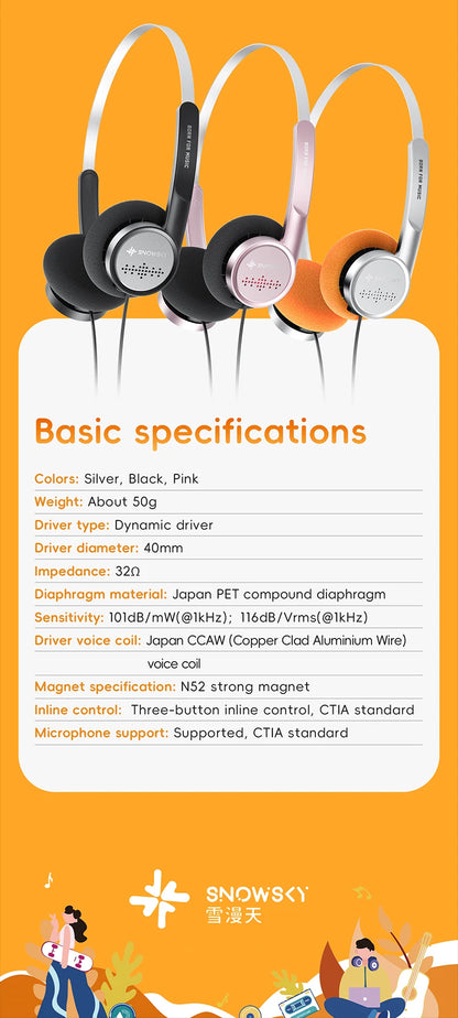FiiO Wind 3.5mm Wired On-Ear Headphones with Microphone, HiFi Sound 40mm Dynamic Driver Gaming & Recording Headphones