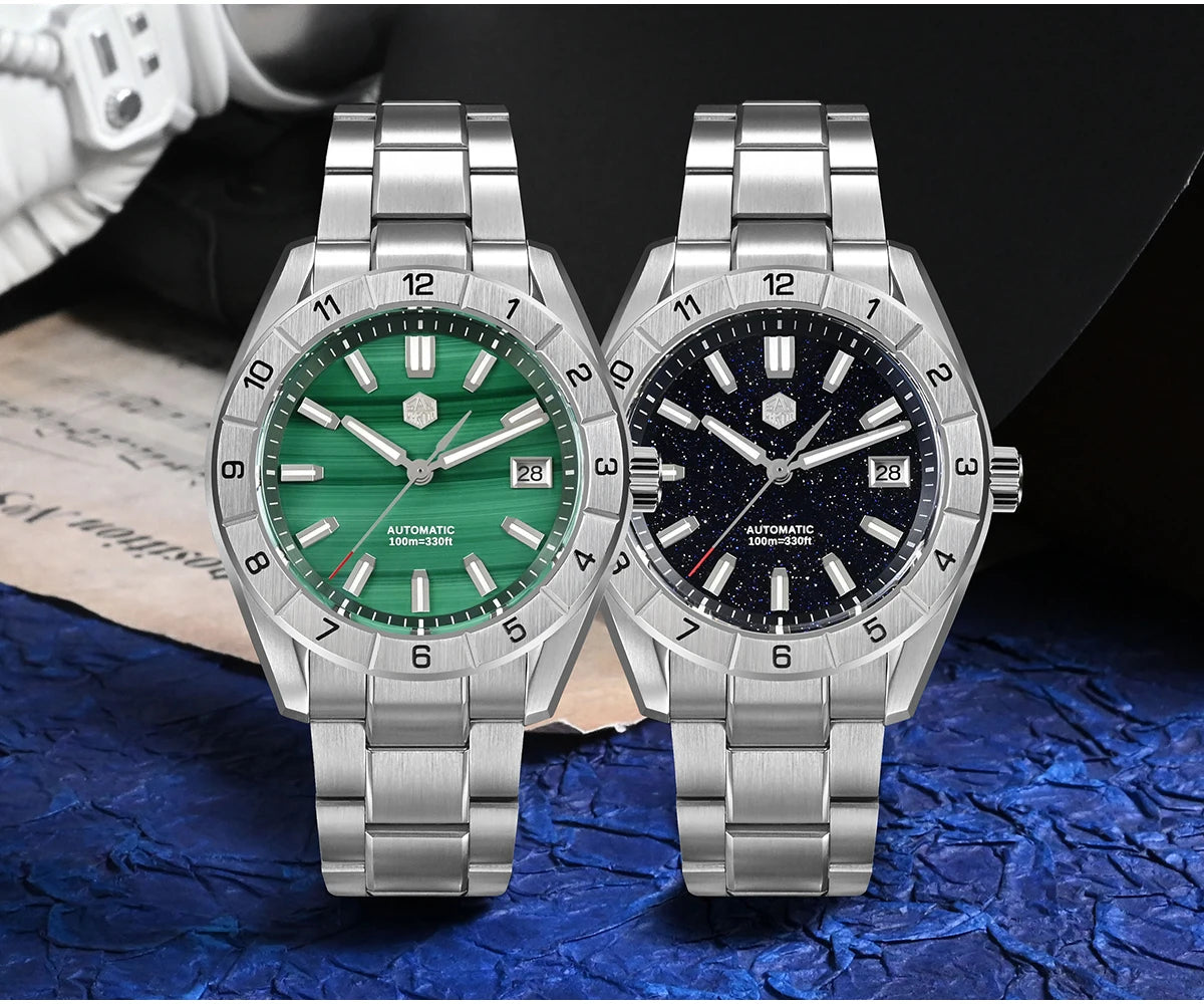 San Martin New 42mm Peacock Gemstone Dial NH35 Luxury Men Watch Automatic Mechanical Sapphire 100M Waterproof Luminous SN0130