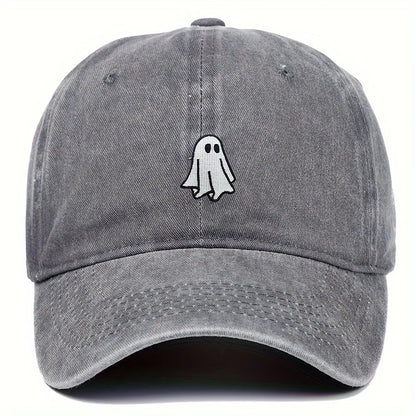 Halloween Embroidered Baseball Hat with Cute Ghost Pattern Simple Style Suitable for Men and Women