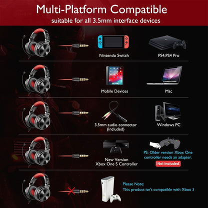 Auscultadores Gaming Sem Fios Bluetooth 5.2 OneOdio 110H – Autonomia de 110H, auscultadores over-ear com graves profundos e microfone, headset 2 em 1 com e sem fios para PC e PS4